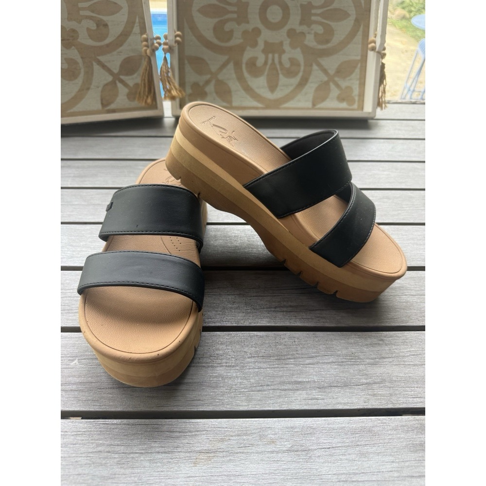 Reef Vista Luxe Siaa Platform Sandals Womens Size 8 Black Comfort Slide Cushion